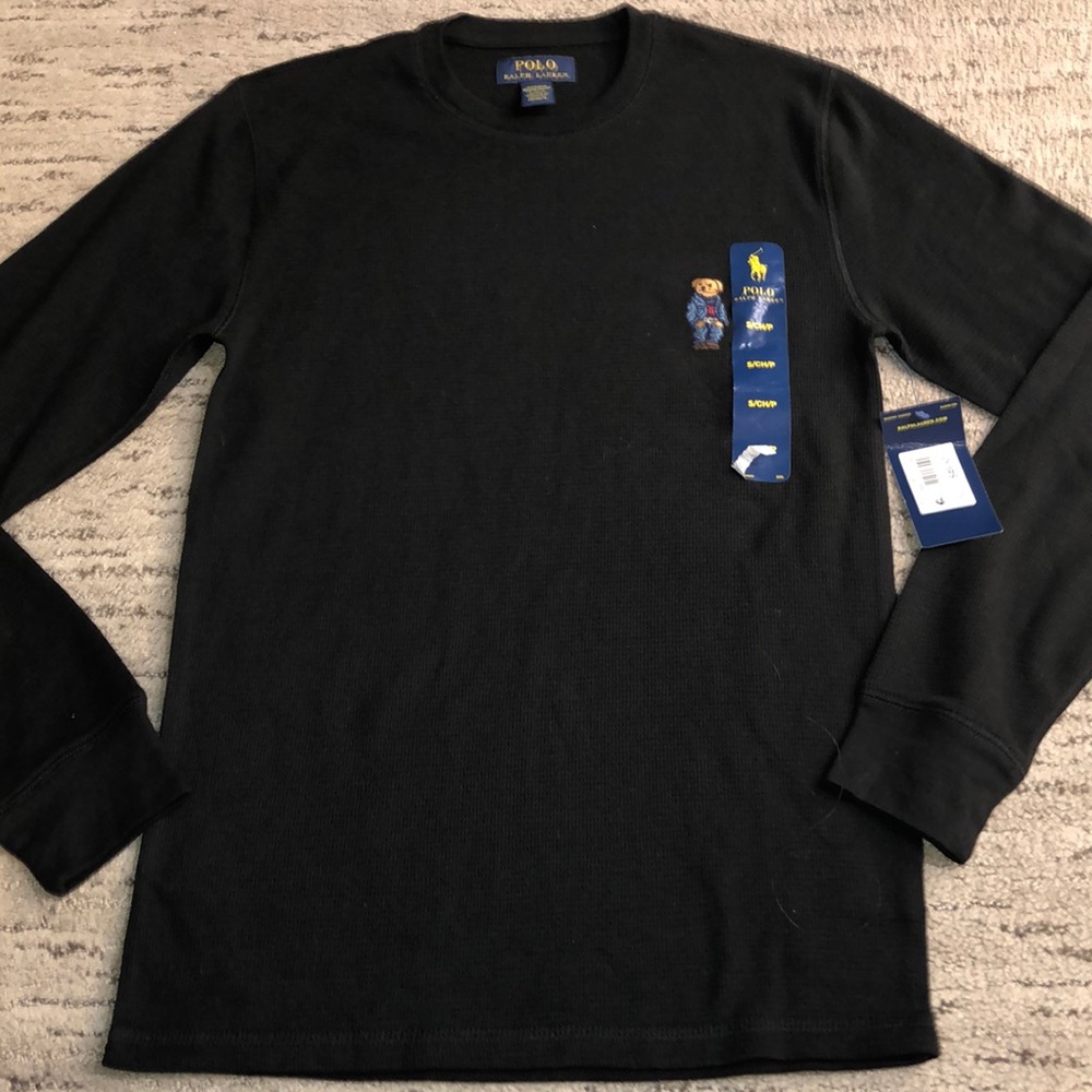 Polo Ralph Lauren long sleeve black  thermal sleepwear shirt.